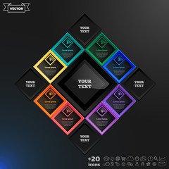 Vector infographics design with colorful rhombs.