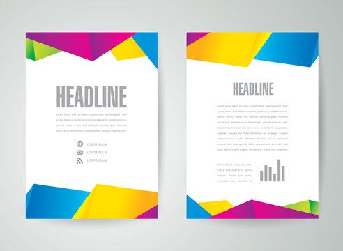 flyer brochure design template colored polygonal element design
