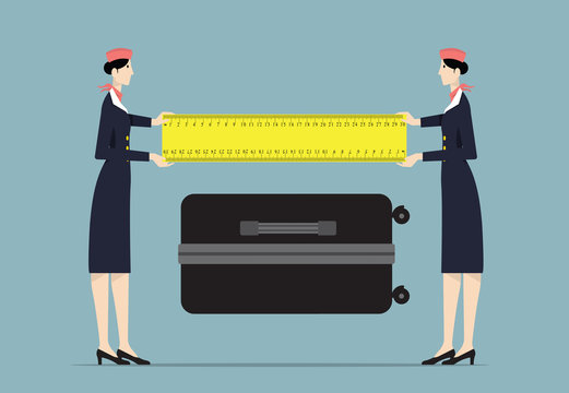 Airline Hostesses Measuring Trolley Size.