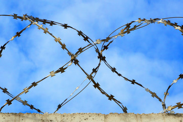 Barbed wire.Restricted area.
