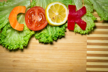 Vegetables in the form of letters