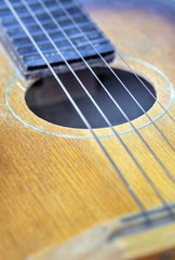 Obraz premium Wooden guitar closeup
