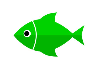 Green fish icon on white background