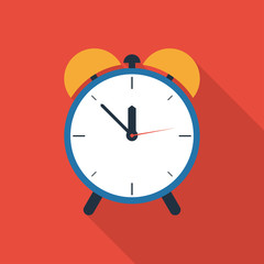 Alarm clock vector flat icon.