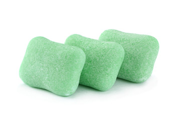 Chewing gum piece on white