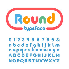 Rounded font. Vector alphabet with donut effect letters and numb