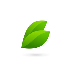 Letter B eco leaves logo icon design template elements