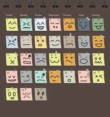 Vector calendar Emotion with note paper