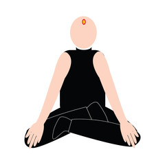 Brahmin bald man sit for meditation shape icon vector