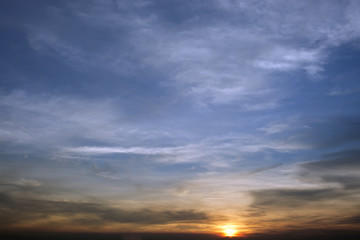 Fototapeta na wymiar Evening sunset with cloudy skies