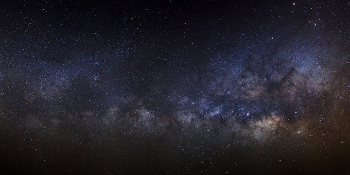 Fototapeta Panorama Milky Way Galaxy,Long exposure photograph, with grain
