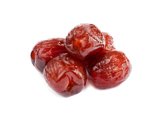 Sweet dried jujube isolated on white background