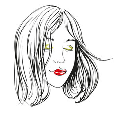 beautiful woman face hand drawn vector illustration sketch