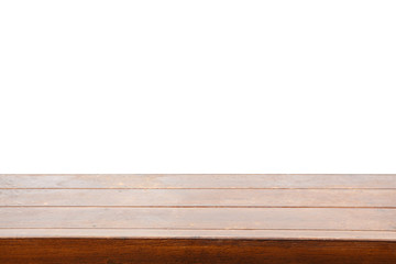 Wood table top on white background - can be used for montage or
