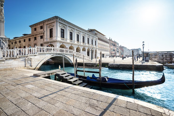 Fototapeta na wymiar traditional gondola on Canal Grande, San Marco, Venice, Italy