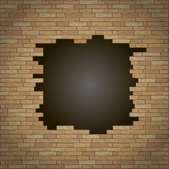 Break into the brick wall of the room. Background or texture