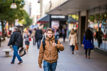Hipster man walking in the streets of London
