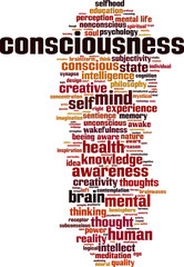 Consciousness word cloud concept. Vector illustration