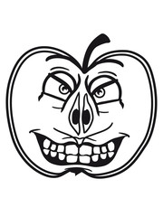horror halloween monster face half sliced apple grin ugly grimace