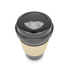 Coffee to go on white. 3d rendering.