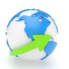 Fototapeta premium Arrow and Earth globe. 3d render