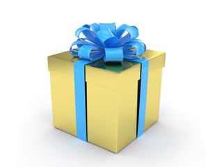 gift box with bows isolated on white. 3d rendering.
