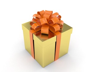 gift box with bows isolated on white. 3d rendering.