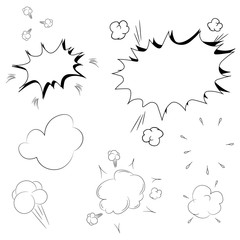 Set of pop art comic speeches vector illustration. Decorative set of icons with bomb explosive in the pop art style.