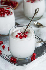 Mascarpone mousse dessert with pomegranate and honey