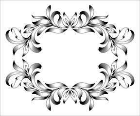 Vintage border frame engraving with retro ornament pattern in antique floral style decorative design