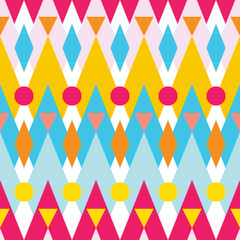 Vector seamless vector pattern of geometric elements - chevrons, zigzags, circles.