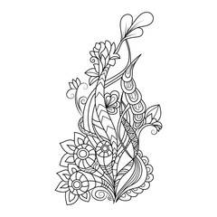 Zentangle floral pattern. Doodle art flowers. Hand-drawn design element. 