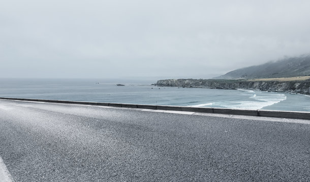 clean highway go aside the bay of ocean