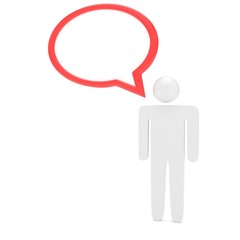 3d man with talk bubbles isolated over a white background. 3d rendering.