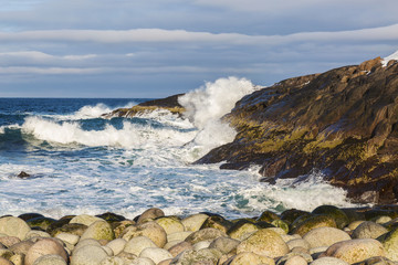 The coast of the Barents sea, the Arctic ocean, Russia
