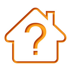 Logo maison et point d'interrogation.