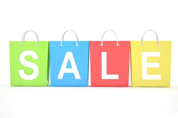 sale written on shopping bag. 3d rendering.