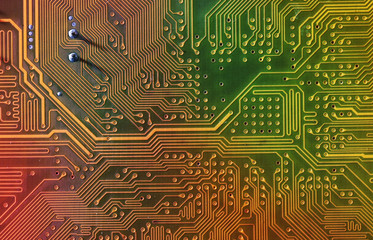 Electronic circuit board, close up.