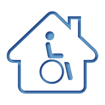 Logo maison et personne handicapée.