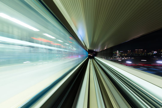 Blurred speed motion in urban highway road tunnel