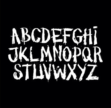 Hand drawn grunge font. Detailed vector alphabet
