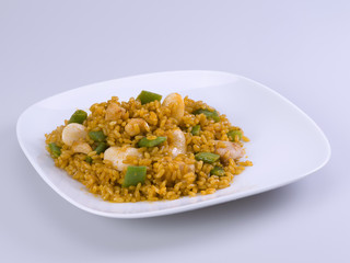 Dish paella on white background