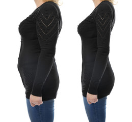 Fat and slim woman's body