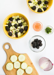 ingredients for a summer cucumber salad 