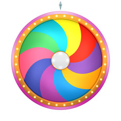 Twirl graphic with Wheel of fortune create by 3D illustration. This graphic is isolated on white background