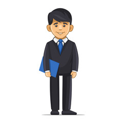 Smiling Businessman with Blue Folder. Vector