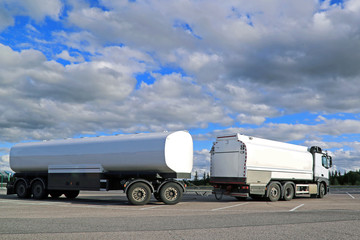 White Tank Truck under Beautiful Sky