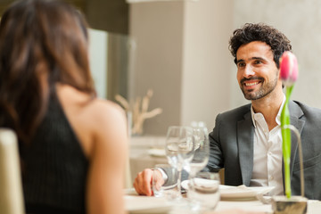 Couple having a date in a luxury restaurant