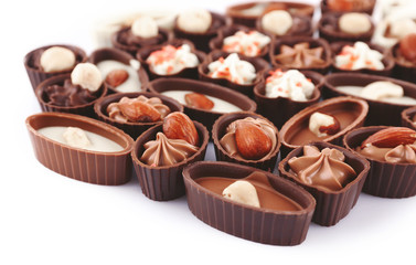 Chocolate sweets isolated on white