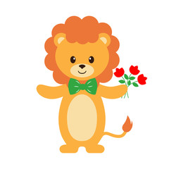 cartoon lion and flower